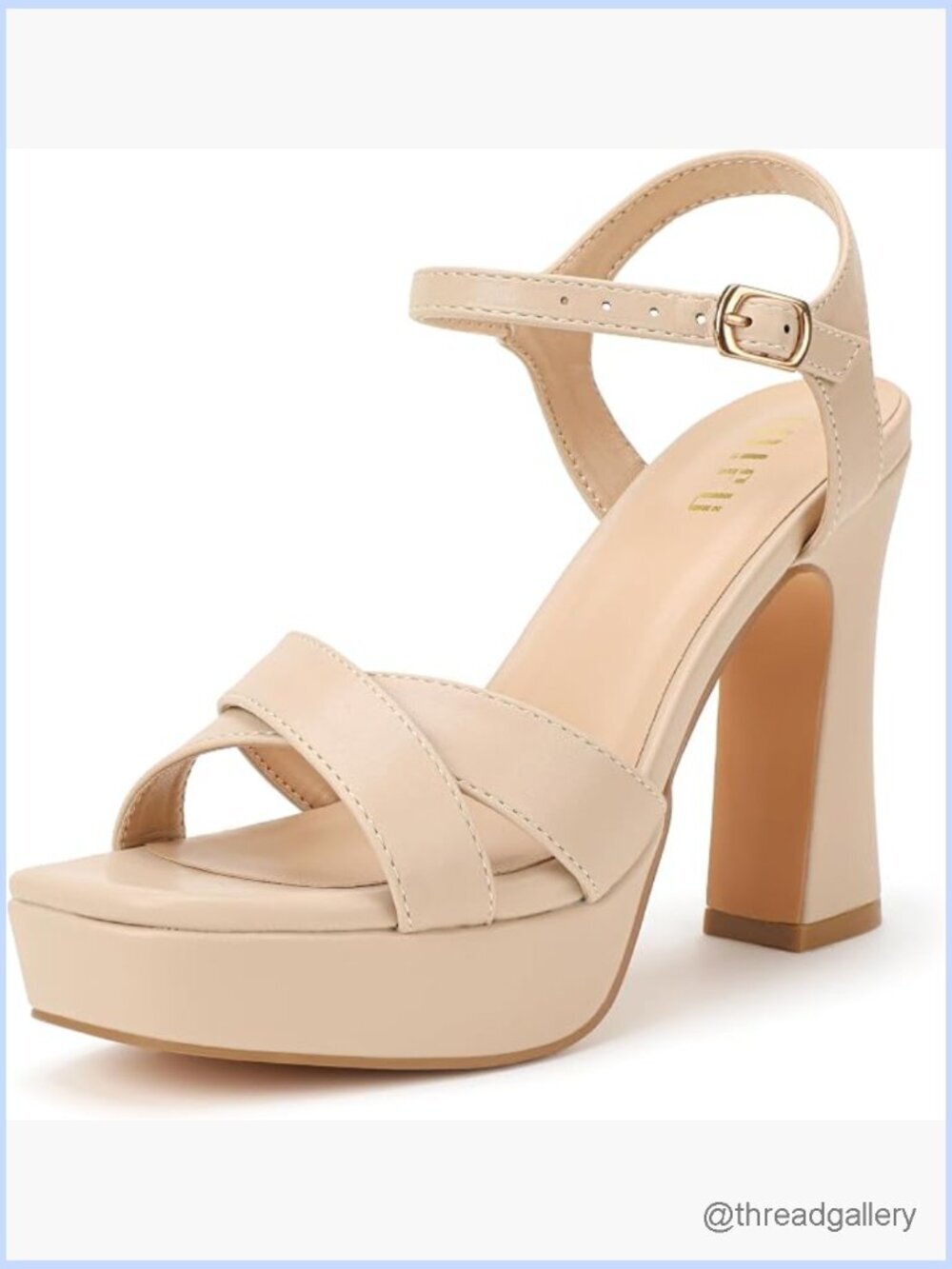 Strappy Square Open Toe Chunky Block High Heeled Platform Sandals Dressy